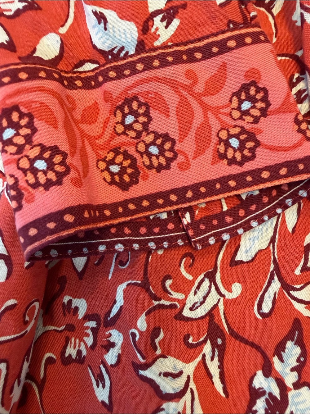 LOFT Petite Rust Botanical Floral Midi Dress Contrast Border Hem Drawstring - Picture 7 of 9